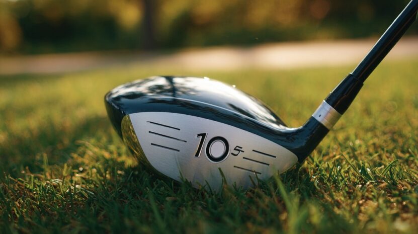 Close-up of a 10.5-degree golf driver on the grass